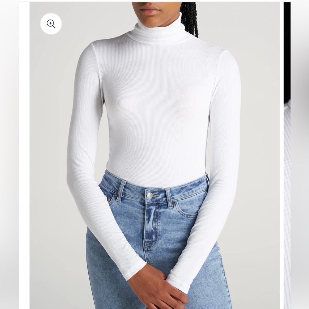 Women’s fitted long sleeve, ribbed, lightweight turtleneck tee
